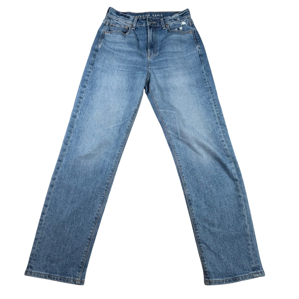 American Eagle High Rise 90s Boyfriend Jean Women Size 0 Blue Stretch Distressed